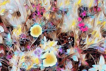 Peinture à l'huile d'un champ de fleurs sur Patricia Piotrak
