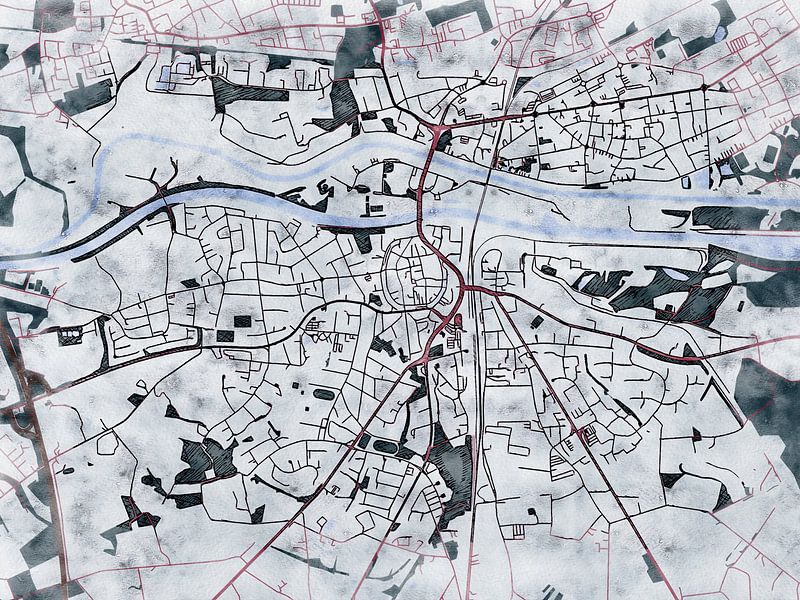 Map of Dorsten with the style 'White Winter' by Maporia