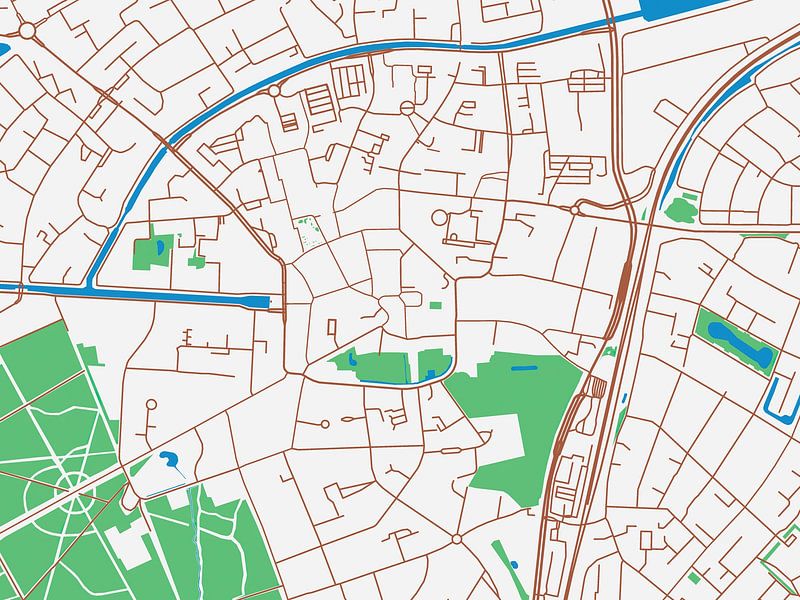 Kaart van Assen Centrum in de stijl Urban Ivory van De Kaartenwinkel