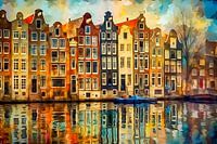Canal houses in Amsterdam painting