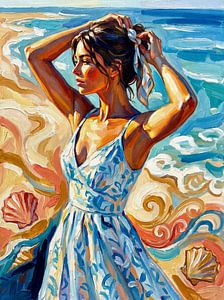 Sunlit Woman by the Sea