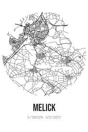 Melick (Limburg) | Landkaart | Zwart-wit van Stad & Wand