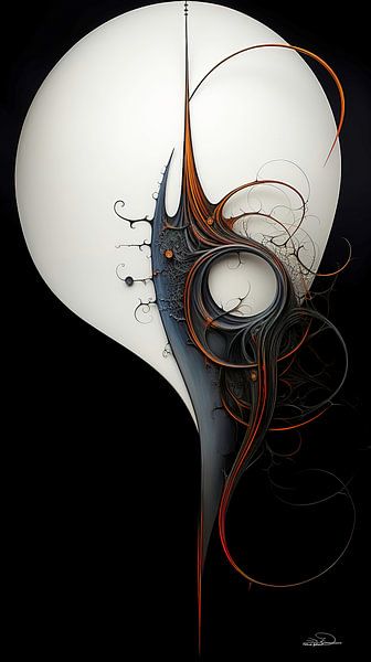 abstract figure in blue and orange by Gelissen Artworks