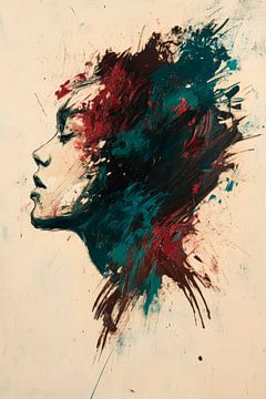 Colourful portrait of a woman in profile by Poster Art Shop