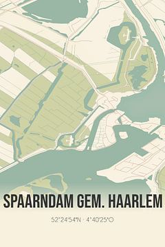 Vintage map of Spaarndam municipality of Haarlem (North Holland) by Rezona