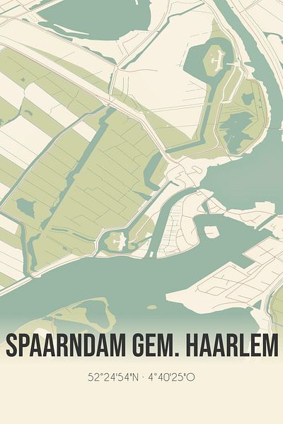 Vintage landkaart van Spaarndam gem. Haarlem (Noord-Holland) van Stad & Wand
