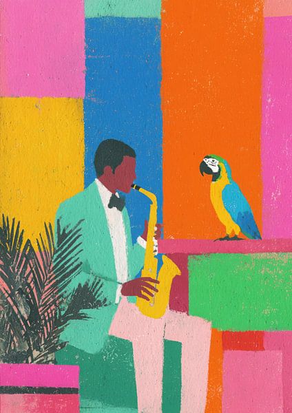 Jazz &amp; Parrot - Playful Matisse illustration by Niklas Maximilian