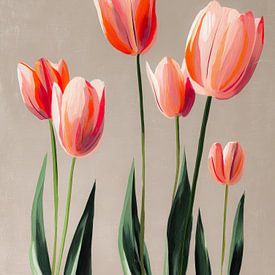 Modern tulips in soft pink and orange by But First Framing