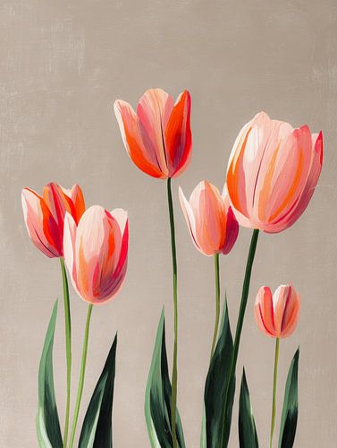 Moderne Tulpen in zartem Rosa und Orange