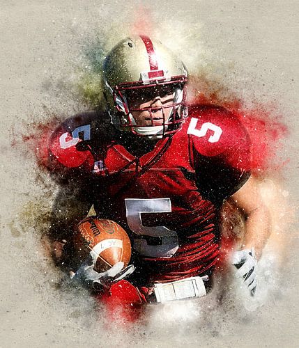 Rugby Speler - Abstracte Sport Muurdecoratie