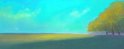 Arbres aériens | Ciel turquoise Arbres jaunes