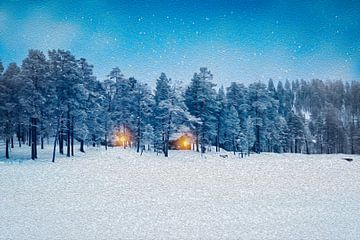 Sneeuw Landschap in Finse Bossen van Nancy Pauwels Photo