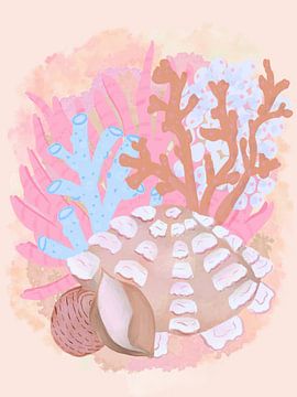 Roze zeeschelpen van Aliya Putrus