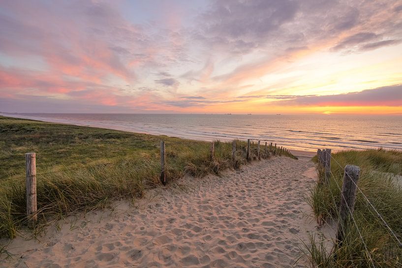 Strandopgang aan zee van Dirk van Egmond