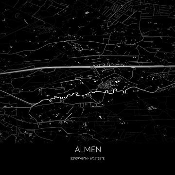 Carte en noir et blanc d'Almen, Gelderland. sur Rezona