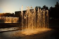 Voor de Kanselarij | Waterpartij | Fontein | Avondzon