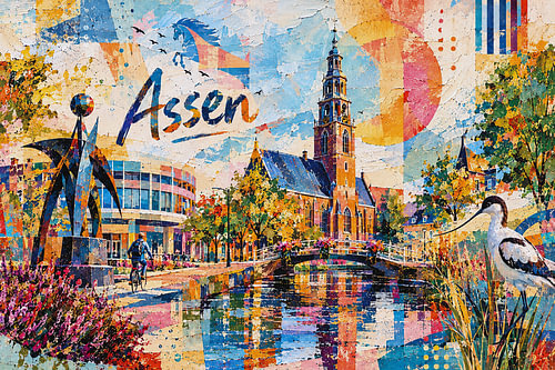 Assen in den Niederlanden – Einzigartiges Gemälde einer Stadt in Drenthe