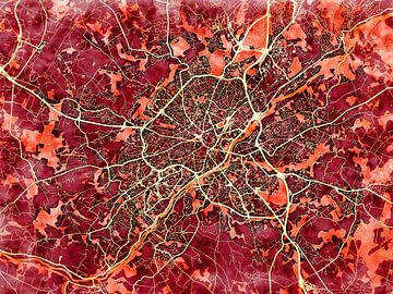 Kaart van Limoges in de stijl 'Amber Autumn' van Maporia