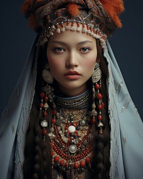 Colourful portrait "Ethnic fashion" by Carla Van Iersel