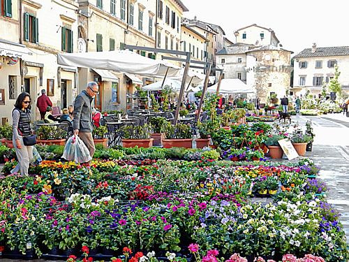 Jaarlijkse bloemenmarkt Cetona Toscane
