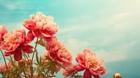 Beautiful large red flower peonies.