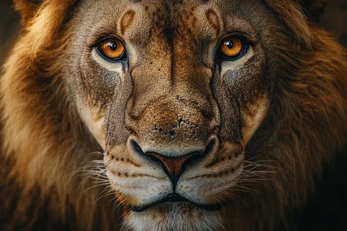 Levendige close-up van een leeuw