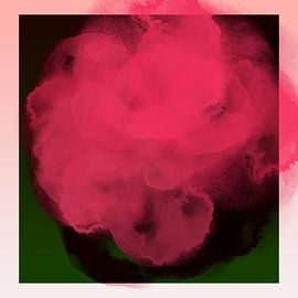 Dreamy worlds. Colorful art in neon pink, dark warm green and black by Dina Dankers