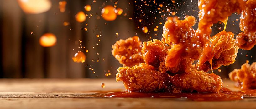 Spritzendes Hähnchen in köstlicher Sauce von Poster Art Shop