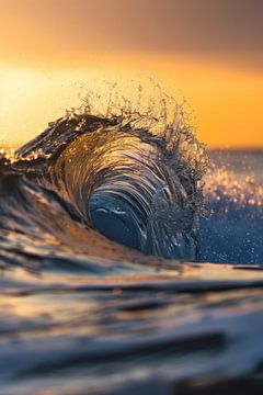 Golven in de zonsondergang