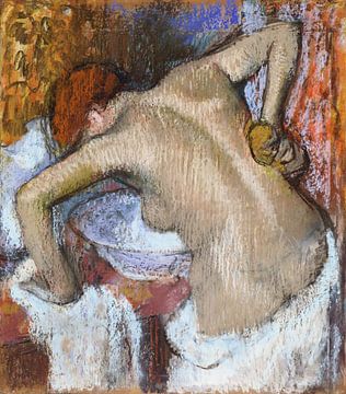 Vrouw die haar rug sponst, Edgar Degas