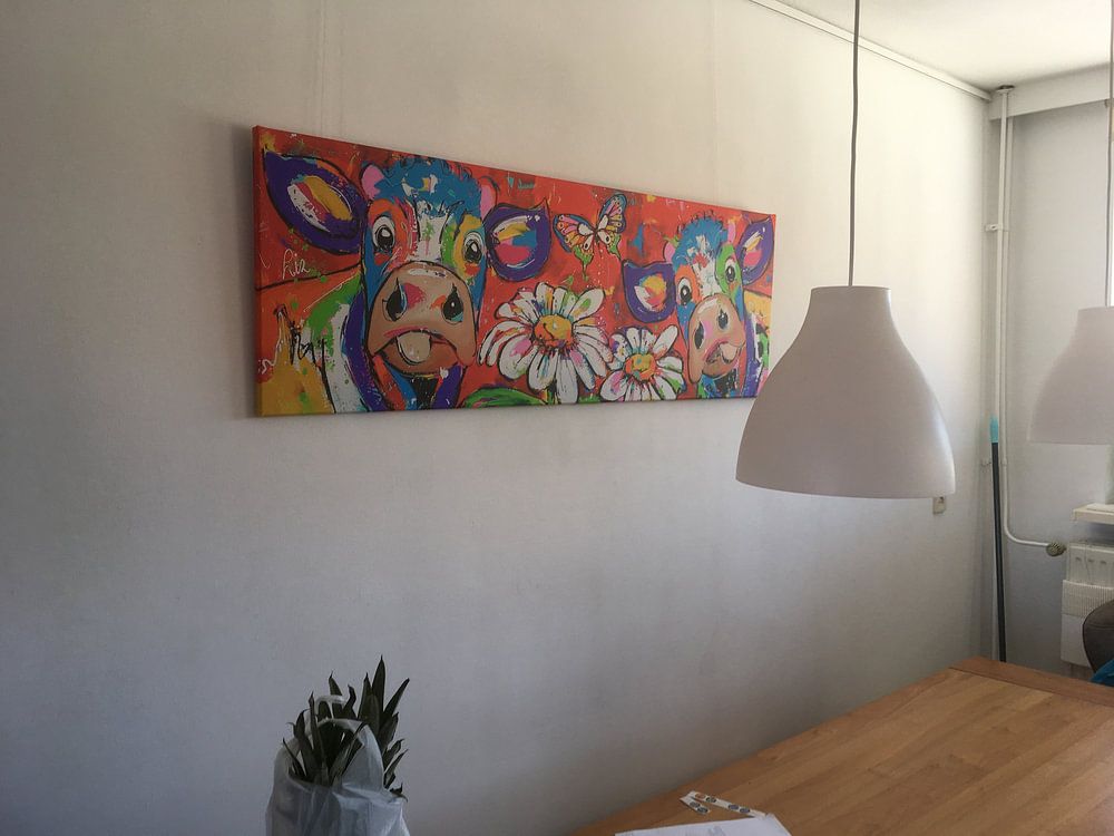 Fröhliche Kühe | Blumenmädchen | Panorama  von Vrolijk Schilderij 