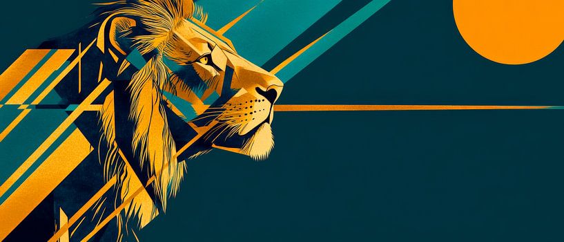 Majestätischer Löwe in geometrischem Stil von Poster Art Shop