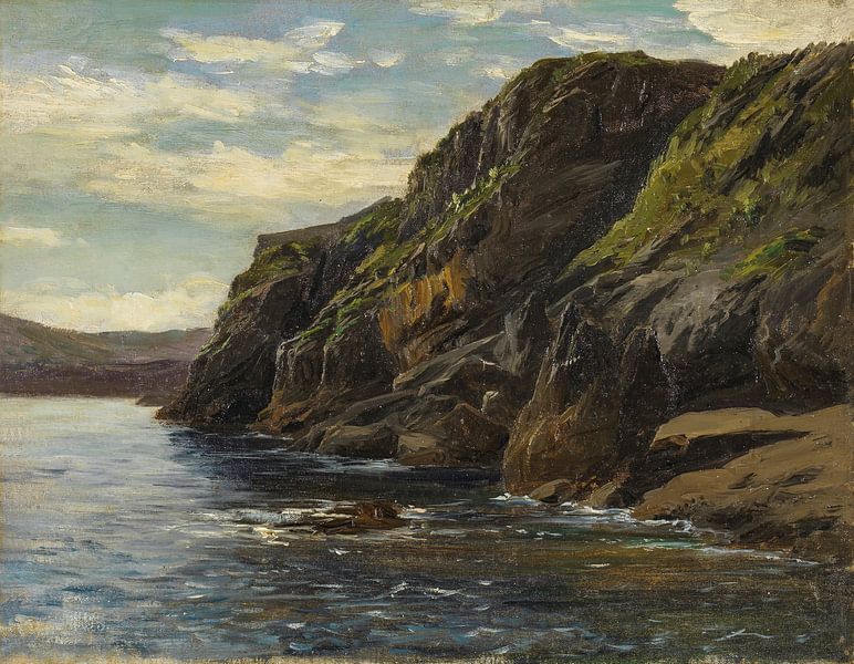 Carlos de Haes-Kustststeen berglandschap, kustlandschap, antiek landschap van finemasterpiece