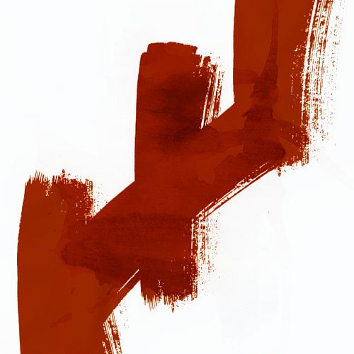 Zen Abstracte Penseelstreken Rood