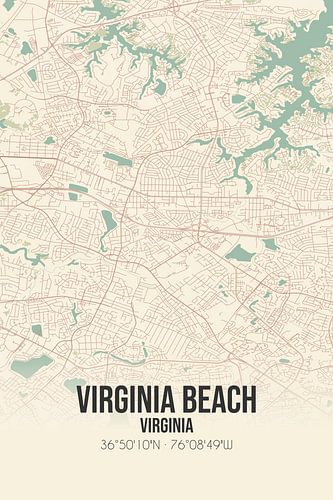 Alte Karte von Virginia Beach (Virginia), USA. von MeinStadtPoster