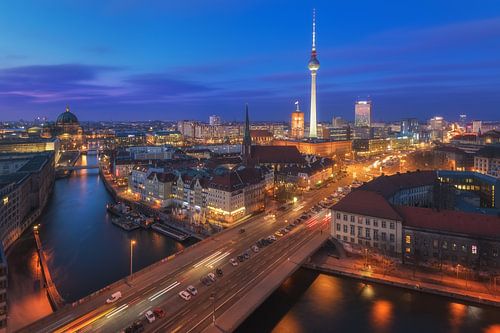 Berlin skyline at the blue hour