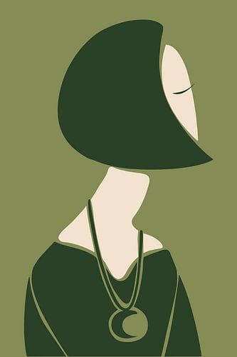 Scandinavische minimalistische muurkunst in levendige magenta kleuren, geïnspireerd op het Mid Century Modern-tijdperk