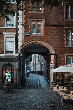 Straatje met bloemenstal in Londen van Erwin van Kester