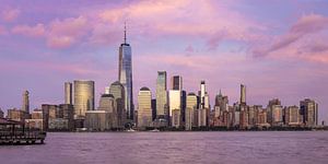 Lower Manhattan Skyline bei Sonnenuntergang - Panorama