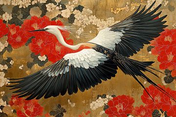 schilderachtige japanse kunst kraanvogel van Egon Zitter
