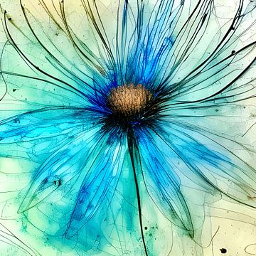 Bloem blauw  fragiel van Lily van Riemsdijk - Art Prints with Color