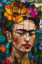 Frida en verre - Portrait en mosaïque sur Poster Art Shop