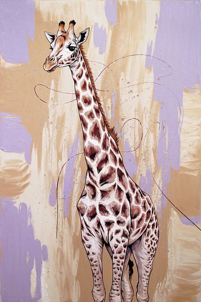 Elegant giraffe with colourful background by Imperial Art House