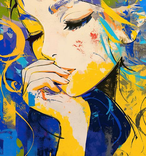 Frau Gelb | Frau und bunter Hintergrund