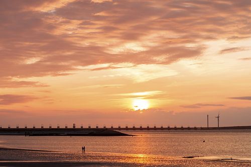 Sunset over the storm surge barrier