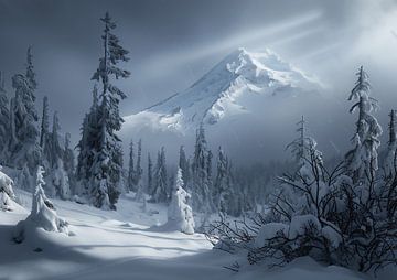Bergwereld in winterslaap van fernlichtsicht