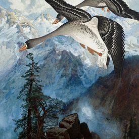 Geese over  the Sierras by Marja van den Hurk