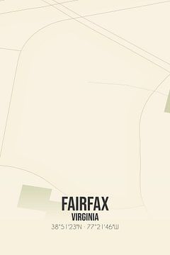 Vintage landkaart van Fairfax (Virginia), USA. van MijnStadsPoster