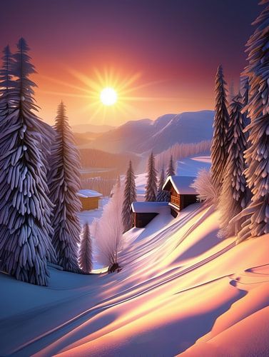 Winter zonsondergang