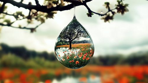 Lentebloesems in een druppel water